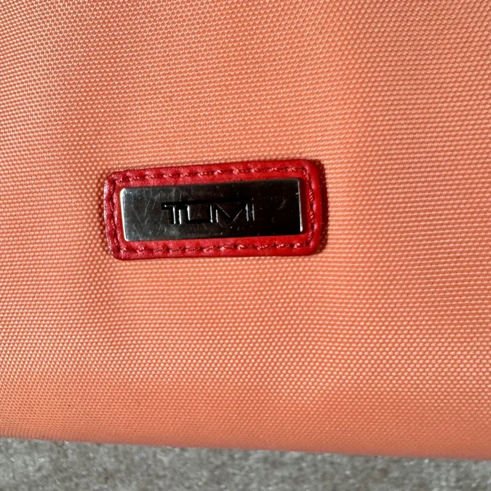 TUMI Nylon Messenger Bag Womens Orange Trim Laptop Travel Crossbody